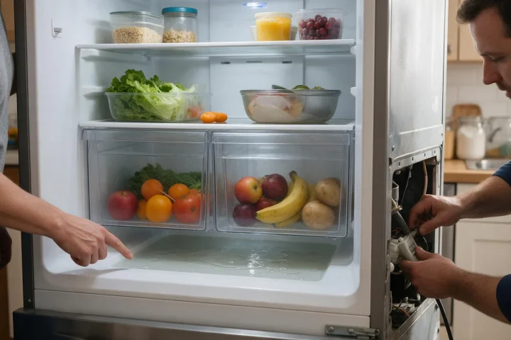 Water Inside a Bosch Refrigerator: Separate Condensation, Drainage, and Supply Leaks